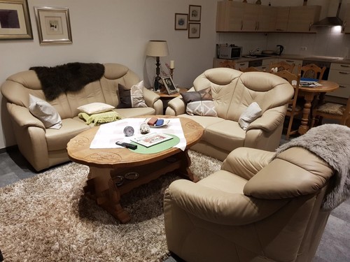 Echt leder sofa garnitur - garnitur,