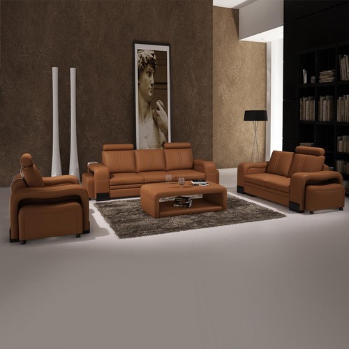 Ledersofa sofagarnitur 1 - sofagarnitur, 3+2+1