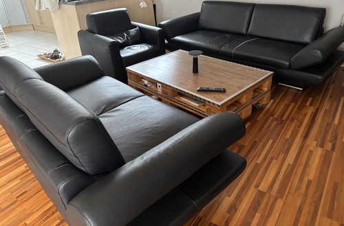 Couchgarnitur leder schwarz - couchgarnitur,