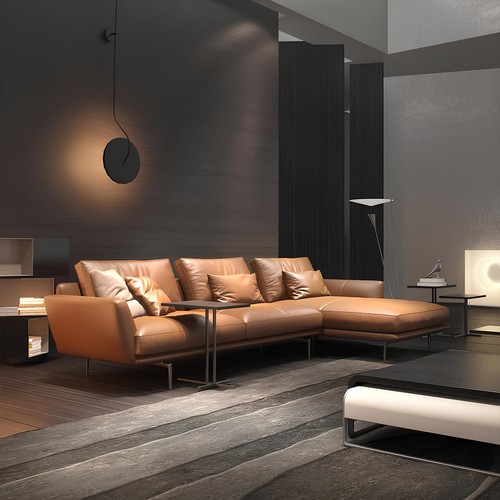 Sofa form ledersofa couch - l-form,