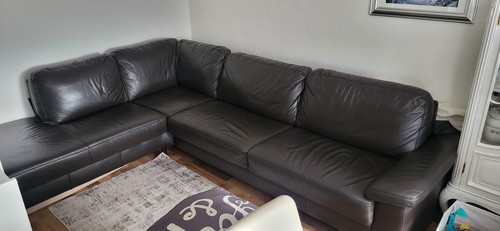 Leder sofa eck couch garnitur - sofa,